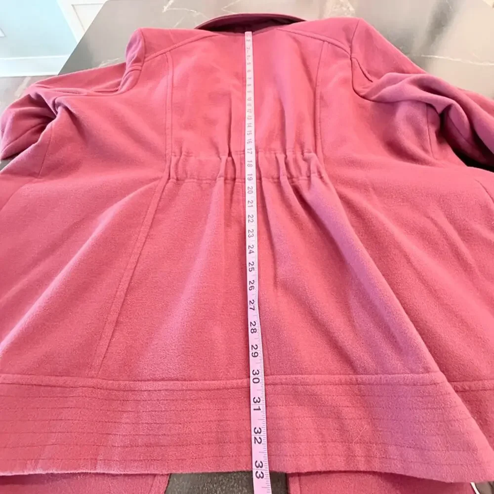 Burgundy Double Breasted Coat Plus Size 26/28 Pleather Trim